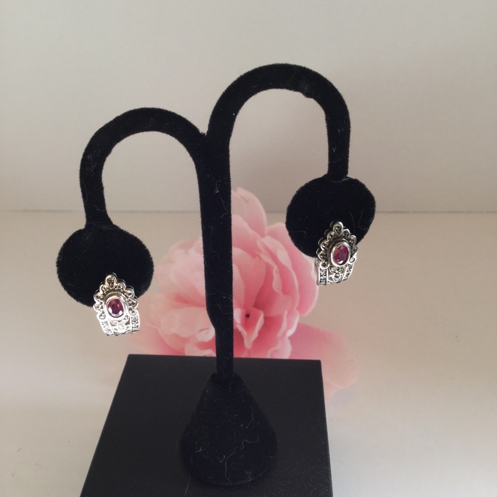 🚫SOLD🚫RUBY CAB EARRINGS CLIP/POST🌸 - Picture 5 of 8